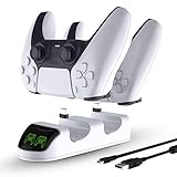 PS5 Controller Charging Station, JAMSWALL Dual USB Type-C Fast Charger Dock with Dual LED Indicators Safety Chip Protection for Sony DualSense Controller