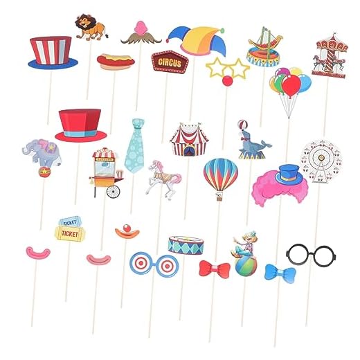 CIMAXIC 30 Unidades Adereços Decorativos Para Fotos Adereço De Carnaval Adereços De Foto De Mão Adereços De Cabine De Fotos Adereços De Selfie Com Paus Animal Papel Casamento