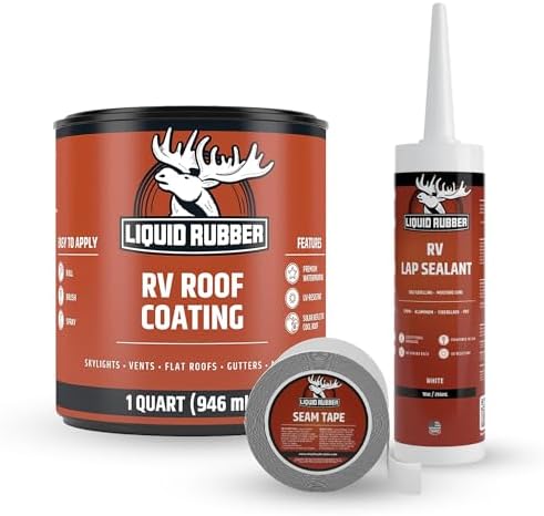 Liquid Rubber RV Roof Coating - Solar Reflective Sealant Bundle - 1qt Sealer, 2inx50ft Seam Tape, 1 Tube of Caulk image 5