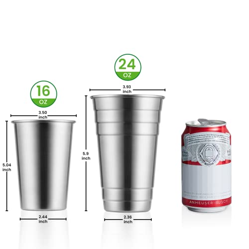 Meway Premium Stainless Steel Cups 24 Oz Pint Cup Tumbler (12 Pack) - Premium Metal Cups - Stackable Durable Cup，Chilling Beer Glasses, For Travel, Outdoor, Camping, Everyday #TOP2