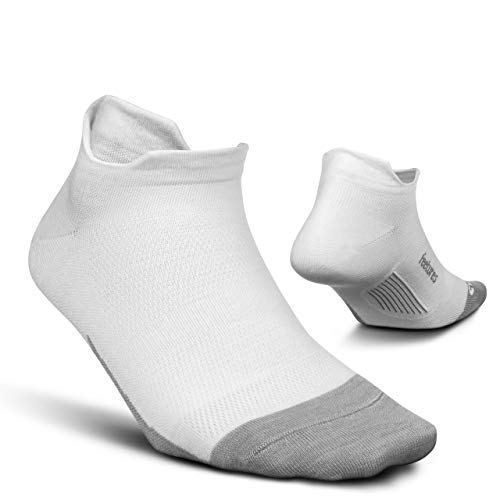 Feetures Merino 10 Ultra Light No Show Tab Sock Solid (Medium, White)