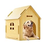 Ahuuen Casa de madera para perros – Refugio desmontable a prueba de lluvia | Casa de madera para gatos con ventana | para jardín de razas medianas y grandes