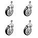 Polyurethane Swivel Threaded Stem Caster Set of 4 w/5