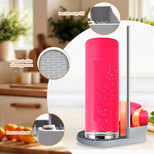 ( 2pcs)Silicone Water Bottle Boot and Bottle Drying Rack Compatible with Owala 32oz,Bottom Bumper Protector/Anti-Slip/Prevent scratches/Drying Rack Saves Space/Compatible with FreeSip Bottles,Pink — view 5