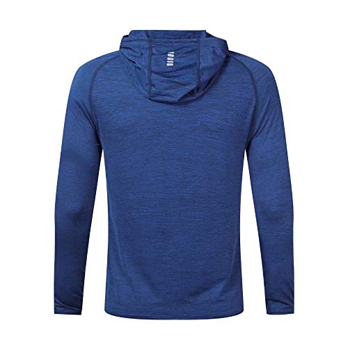 Muscle Alive Men's Bodybuilding Long-Sleeve Hoodie Running Sweatshirts Dry Fit Performance Stretchy Polyester And Spandex Color Blue Size 2Xl #TOP1