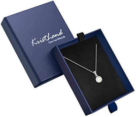 KristLand Moonlight Collection S925 Silver Necklace with Opal Simple Design Delicate Pendant for Girlfriend Wife Daughter Gift Box White Opal