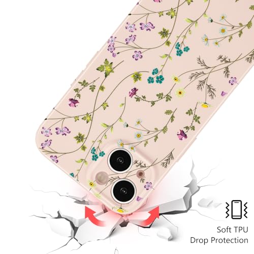 Image of RALEAVO Floral Case for iPhone 14 Plus, Flower Branch Pattern Design Cute Cover Case for Girls Women Slim Thin Soft Silicone Shockproof Anti-Slip Phone Case for iPhone 14 Plus (6.7 inch),Pink | for iPhone 14 Plus Case with Cute Flower Branch Pattern Design,Pretty Case for Girls Women,Soft Silicone Shockproof Cover