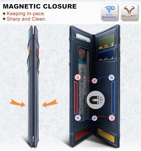 Image of BULLIANT Slim Wallet For Men 12Cards,Magnetic Flip Build-in Money Clip Airtag Compatible-RFID Blocking