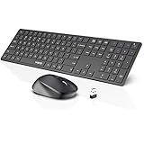 WisFox Wireless Keyboard and Mouse, 2.4GHz Lag-Free Ultra Slim Keyboard with Silent Keys, Smart...