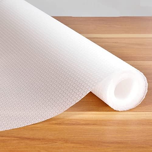 Drawer Liners, Hersvin 50x600cm Kitchen Shelf Liner EVA Non-Adhesive Waterproof Washable Cupboard Cabinet Liner Mats Sink Protector (Transparent/Dot)