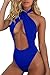 MERCHAM Women Sexy Halter Criss Cross Cut Out Low Back One Piece Swimsuit Bathing Suit