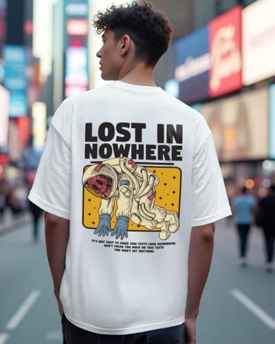Image of Bewakoof Men's Cotton Printed Oversized Fit Half Sleeve Round Neck T-Shirt | Casual Wear | Street Wear | Oversized t Shirt for Men Cotton | Baggy