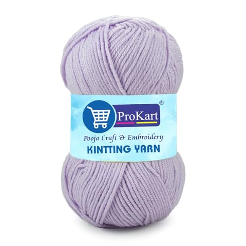 Image of ProKart Premium Woolen 4 Ply Hand Knitting Wool Yarn | Fine Weight Soft Yarn for Sweater, Scarf, Hat, Baby Clothes, Purse, Gift Bags & DIY Craft Accessories (Lavender, 100gms x 1 Pack) - PRO01