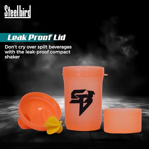 Image of Steelbird Smart 500: High-Performance Gym Protein Shaker Bottle - Boost Your Workout! (Orange)