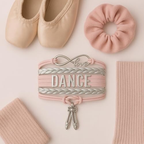 Dance Bracelet – Pink and Silver Ballet Charm Bracelet with Ballerina Shoes, Love Infinity Wrap Bracelet Gift for Dancers, Recitals, Birthdays3