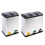 Floordirekt Cubo de basura Brandon, sistema de separación, con 2 o 3 compartimentos, cubo interior extraíble con asa de transporte, (2 compartimentos, 36 litros)