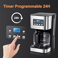 Taylor Swoden Darcy - 950W Kaffeemaschine mit Timer,1.5L Filterkaffeemaschine 12 Tassen, Abschaltautomatik, Tropf-Stopp, Wiederverwendbarem Filter und Heizplatte, BPA-frei, Schwarz – Ansicht 3