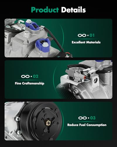 Image of SCITOO AC Compressor for BMW for 335i 3.0L 2012-2015 | Fast Cooling, Ultra Low Noise (≤72 dB)Air Conditioner Compressor with Clutch, Easy Installation, 64529154070 64529217868