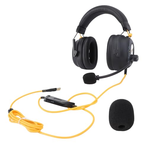 Fyearfly Auriculares USB para videojuegos HiFi 7.1 Surround con cable, ultraclaros, con micrófono de cancelación de ruido, 10 mm, para ordenador portátil, color negro