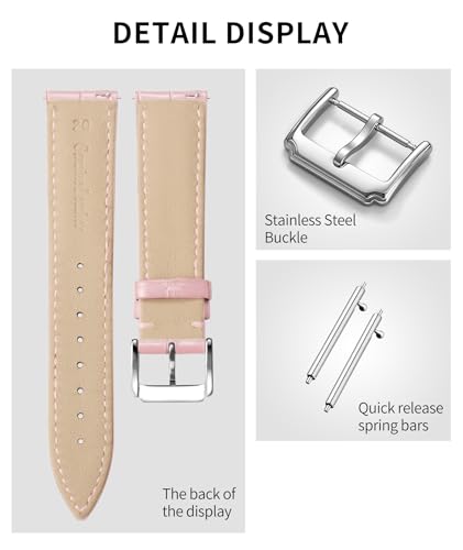 Image of BINLUN Genuine Leather Watch Bands Women Men Quick Release Leather Watch Straps Replacement with 12 Colors Option (10mm, 12mm, 14mm, 15mm, 16mm, 17mm, 18mm, 19mm, 20mm, 21mm, 22mm, 23mm)