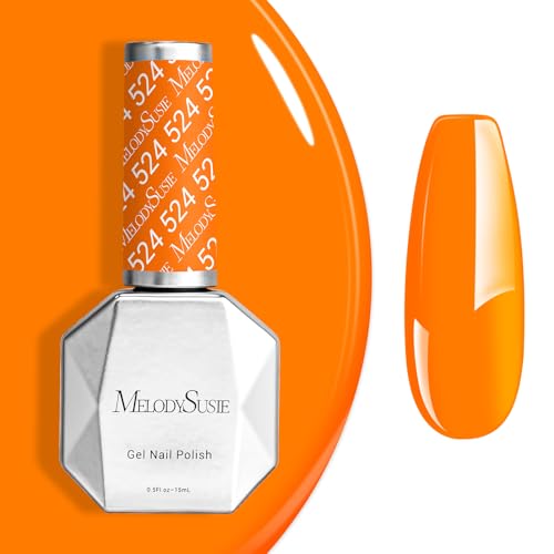 MelodySusie Orange Gel Nail Polish 0.5fl oz Bright Orange Nails Soak Off UV LED Neon Orange Gel Polish Gift for Women Nail Art Manicure Salon DIY Nail Design Decoration at Home-524-A2503