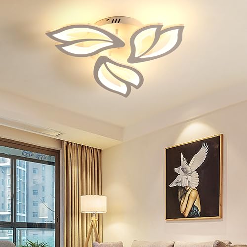 Comely 3 Heads Pétalo Plafón LED Techo, 45W Moderna Lampara de Techo Salon in Acrílico, Luz de Techo LED para Salón, Dormitorio, Comedor, Luz Blanca Cálida 3000K