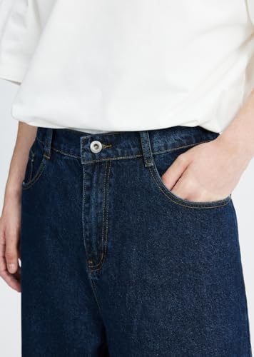 Y2k Baggy Jeans Men Women Loose Fit Hip Hop Jeans Vintage Casual Skater Pants Wide Leg Half Elastic Waist Denim Jeans4