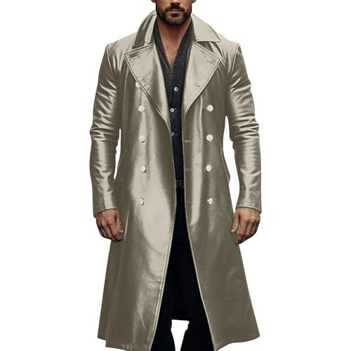 Trench rétro en cuir synthétique homme style veste vintage festival