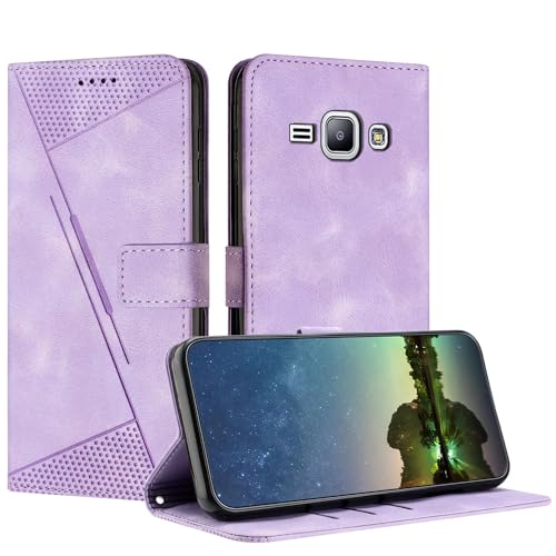 Mo-Beauty Handyhülle für Samsung Galaxy J1, PU Leder Brieftasche Klapphülle Magnetic Standfunktion Kartenfach Schutzhülle hülle für Samsung J1 - Violett