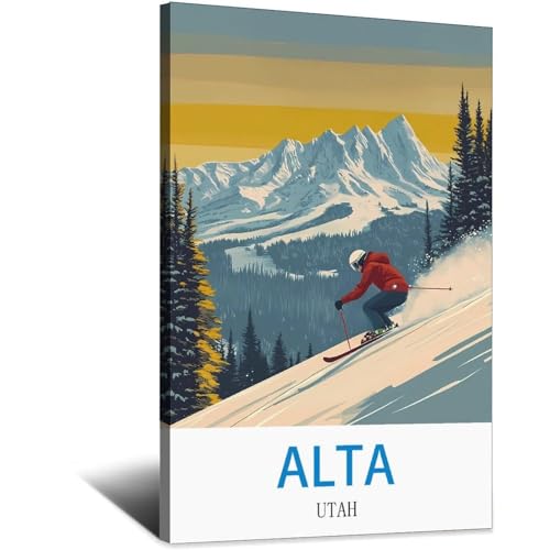 Alta Utah affiche souvenir de ski vintage mesurant 60x90cm
