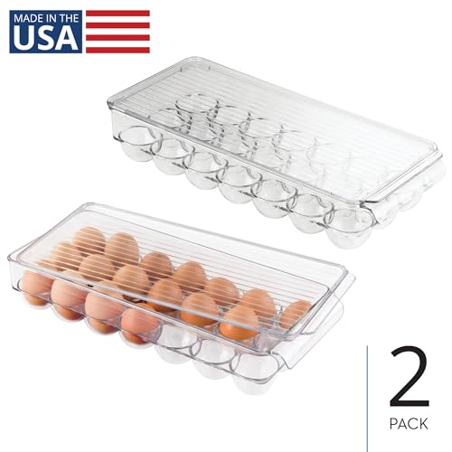 iDesign Clear Plastic Egg Holder for Fridge with Lid - 21 Egg Storage Container Organizer Bin, 2-Pack by iDesign - Image 2