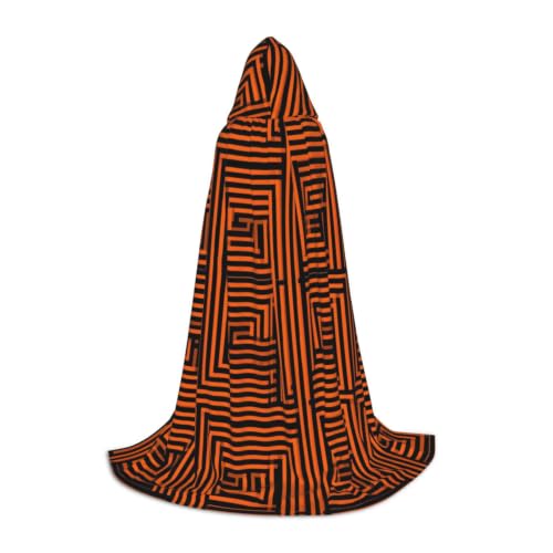 Pioyoku Youth Hooded Cape Costume Cloak - Orange Checker