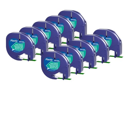 12mm 5-20PK�}���`�J���[�v���X�`�b�N�y�[�p�[���x���e�[�v4M���[�x�����[�J�[LT100H LT-100T 91200 91201�ƌ݊���(10PK plastic green)