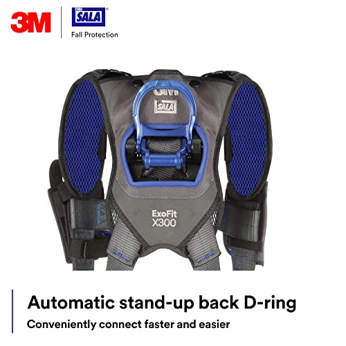 Image of 3M 1140137 DBI-SALA ExoFit X300 Comfort Vest Climbing Harness Fall Protection, OSHA, ANSI, General Industry, Aluminum Back and Front D-Ring, Leg Tongue Buckle, 2X
