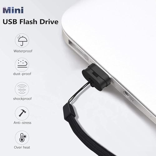 USB Stick Mini 16GB 5 Stück Vansuny USB Stick Klein Mini 16GB 3.0 Speicherstick 16GB Externer Flash Drive Memory Stick mit Lanyard tragbar für Auto/Desktop/Laptop(Schwarz)