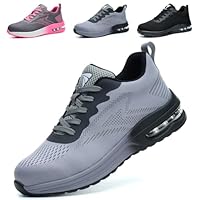 VAVOBIS Safety Trainers Men Womens Safety Shoes with Steel Toe Cap Trainers Non Slip Lightweight Work Trainers Breathable Puncture Proof Work ShoesGrey UK 5.5