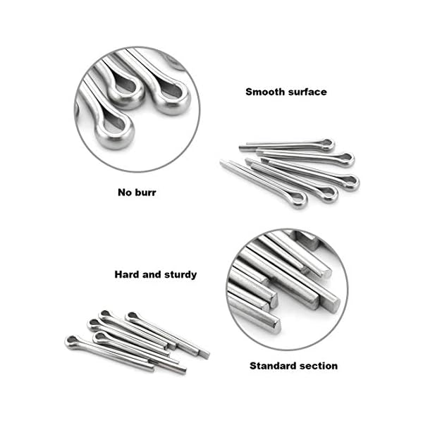 Glarks 340 Teile 6 Größen 304 Edelstahl Splinte Pin Clip Key Fastner Fitting Sortiment Kit für Automotive, Mechaniker… – Bild 5