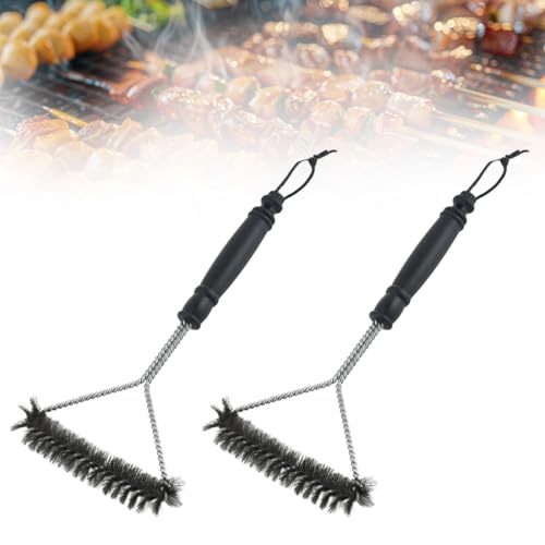 GGUFAY 2 Piezas Cepillo para Limpiar Barbacoas, con Mango de plástico Anti-Quemaduras, 12 Cepillo para Parrilla Accesorios, para Parrilla de Gas y Parrilla de Carbón