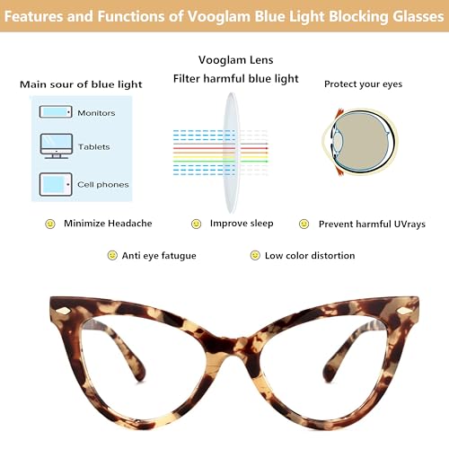 Image of VOOGLAM Cat Eye Blue Light Blocking Glasses for Women Anti UV Eyestrain Eyewear Maite OP02131