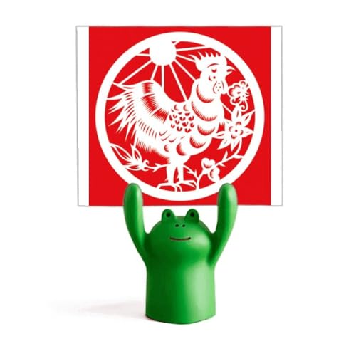 Coq en papier découpé zodiaque chinois support mémo bureau grenouille