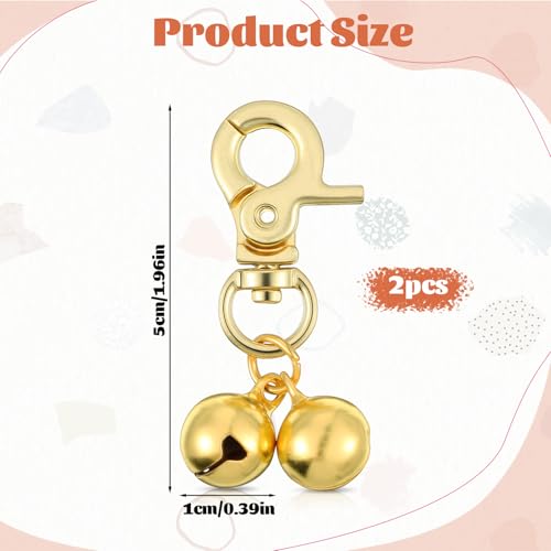 Psiriol 2Pcs Gold Bells for Dog Collars, Extra Loud Collar Bell, Cat Bell for Pet Collar, Training Collar Charm with Heavy Duty Snap Clips, Pet Pendant Accessories for Pet Tracking Anti Lost Training