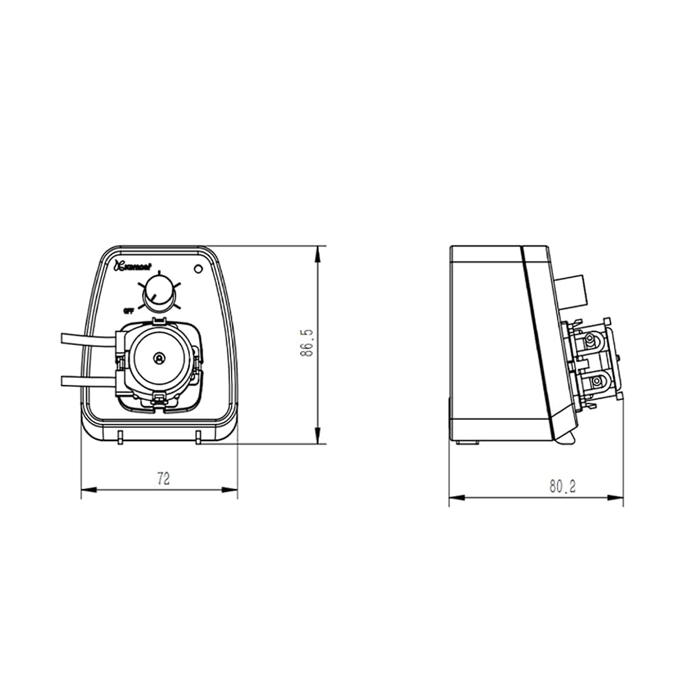 Kamoer KCP-X Mini pompe à tuyau 24 V avec contrôle à faible débit 4 ~ 14 ml/min Vitesse réglable Pompe doseuse de liquide pour aquarium Laboratoire avec adaptateur secteur Tuyau en silicone