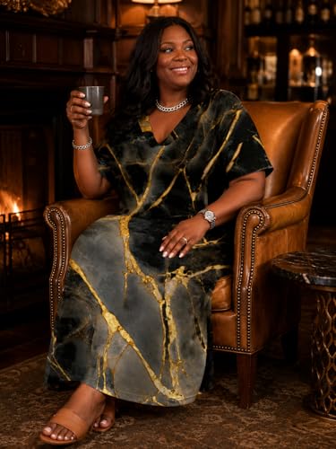 Image of SUZONANA Plus Size Dresses for Curvy Women African Print American Dress Summer Outfits Casual Loose with Pocket