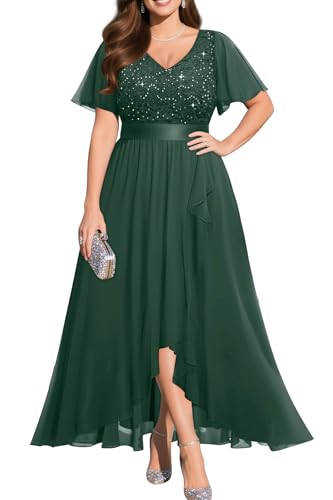 Emerald Green Dress Plus Size Holiday Christmas New Years Eve Formal Evening Sequin Glitter Mother Prom Long Nye Gowns
