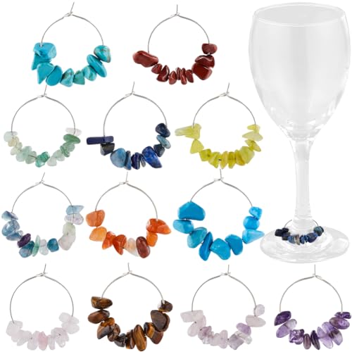 Marcadores de copas de vino SUNNYCLUE con piedras preciosas para tus fiestas y cenas con amigos 2