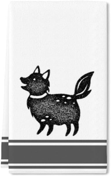 Ymaotrade Toallas de cocina negras para perros, toallas de mano para mascotas, paños de microfibra de secado rápido para cocina, toallas de mano con