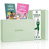 Yoga Block Set of 2 - High Density EVA Foam Blocks - Mint Green Anti-Slip Yoga Brick with eBook - Perfect for Pilates, Exercise, & Meditation