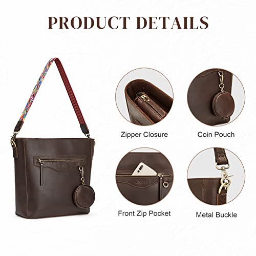 Kattee Bucket Bags For Women, Genuine Leather Tote Bags, Vintage Shoulder Purses Handbags With Coin Pouch #TOP4
