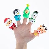 Jocomoni 5 Pieces Christmas Finger Puppets Toys for Kids Santa Claus Snowman Character Party Favors Goodie Bag Fillers