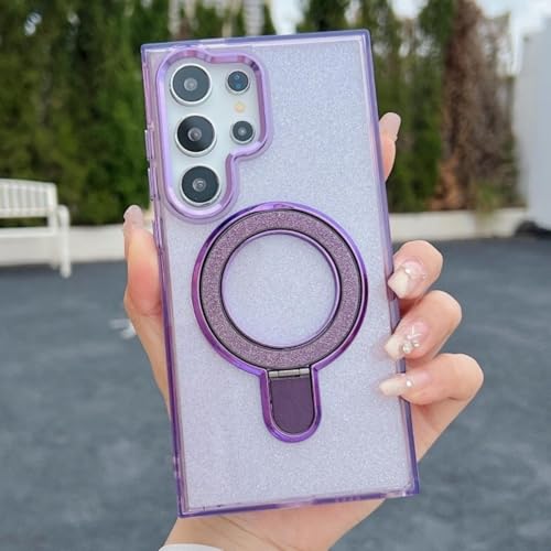 Coque transparente paillettes pour Samsung S24 et S23 Plus violet